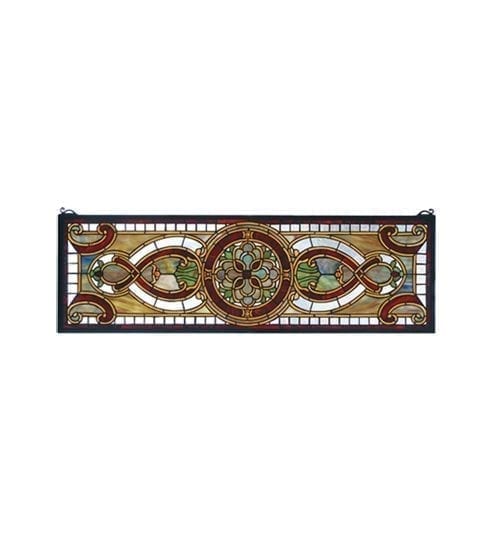 Topaz Transom Stained Glass Window Floral Theme Handcrafted