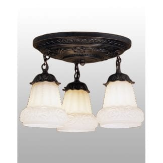 White Puffy Rose 3 Light Semi Flush Mount Ceiling Lamp