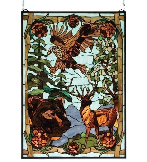 Tiffany Stained Glass Wildlife Window