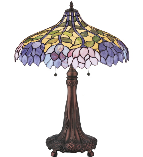 Wisteria Flower Desk Lamp Stained Art Glass Tiffany Style Decor