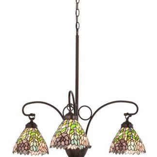Wisteria Stained Glass 3 Light Chandelier | Tiffany Style Kitchen Lamps