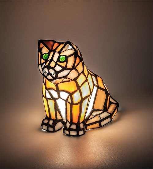 Tiffany Glowing Cat Mini Lamp 11332 - 7" Tall