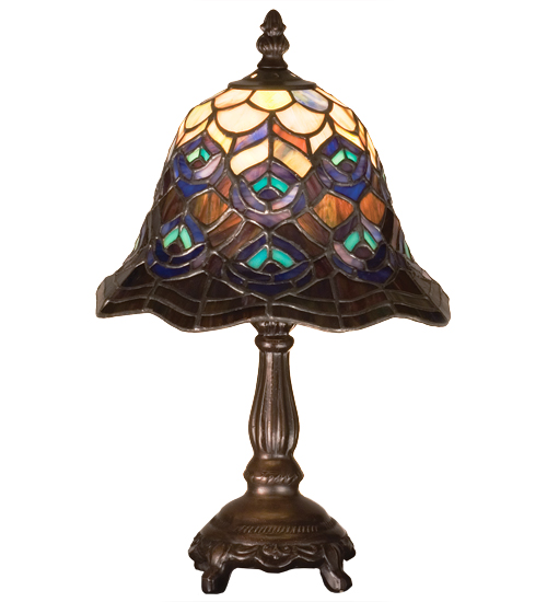 Peacock Bedside Table Lamp Tiffany Style Stained Glass Lighting Decor