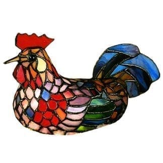 Mini Lamp 12122 - Rooster Stained Glass Art - 6" Tall