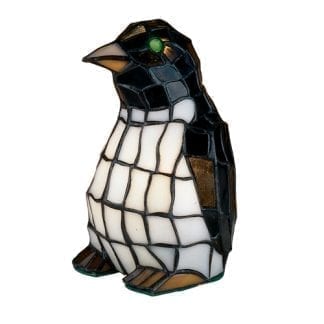 Mini Lamp 18470 - Stained Art Glass Penguin - 8" Tall
