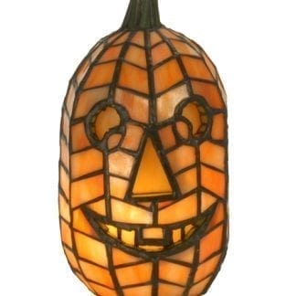 Pumpkin Mini Lamp 68100 - Tiffany Style Stained Glass Art - 8" Tall
