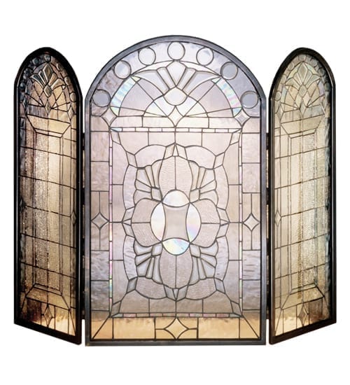Victorian Bevel Fireplace Screens, Stained Glass Fireplace Guards