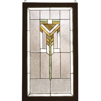 rairie Wood Frame Stained Glass Window hanging window panels