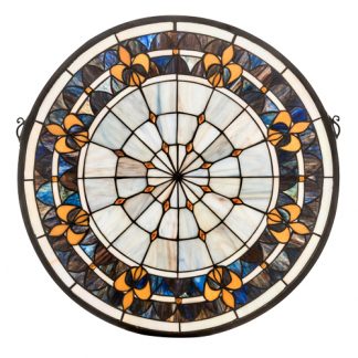 Fleur-de-lis Medallion Stained Glass Window hanging window panels