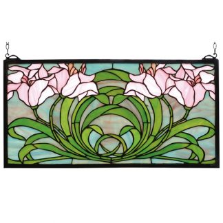 Framed Art Calla Lily Stained Glass Tiffany Style Home Decor