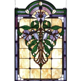 Framed Art Nouveau Lily Stained Glass Tiffany Style Home Decor