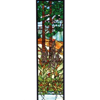 Framed Stained Glass Window Foxgloves Tiffany Style Home Decor