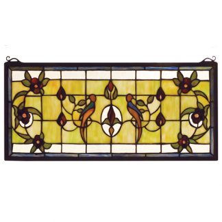 Framed Stained Glass Window Lancaster Tiffany Style Home Decor
