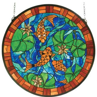 Koi Pond Lily Stained Glass Window Tiffany Style Home Decor