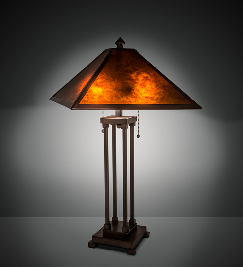 Mission Prime Mica Shade Table Lamp, Amber Mica Table Lamps