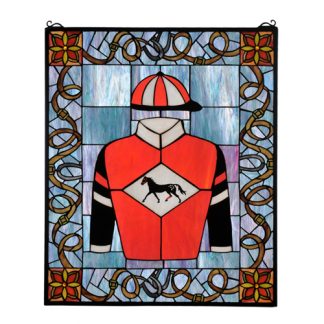 Stained Glass Art Nouveau Jockey Design Home or Commercial Use