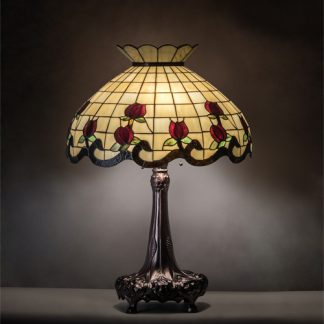 Table Lamp Glass Red Rose Stained Glass Lighting for Home Decoration