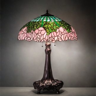 Table Lamp Living Room Cabbage Rose Decor Tiffany Stained Glass