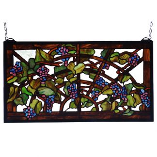 Tiffany Grape Arbor Stained Glass Window Rustic Style Home Decor