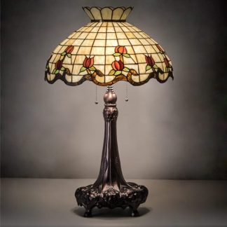 Tiffany Table Lamps Burgundy Rose