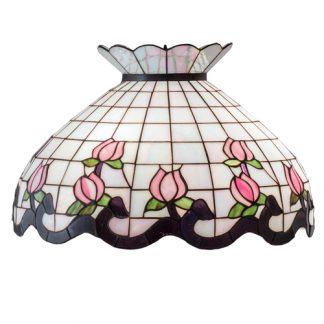 Iridized Stained Glass Pink Rose Lamp Shades 20 inch