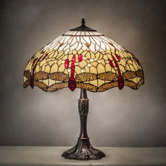 Beige Dragonfly Stained Glass Lamp