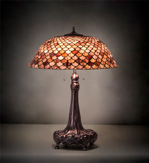 Tiffany Fishscales Burgundy Table Lamp 230408