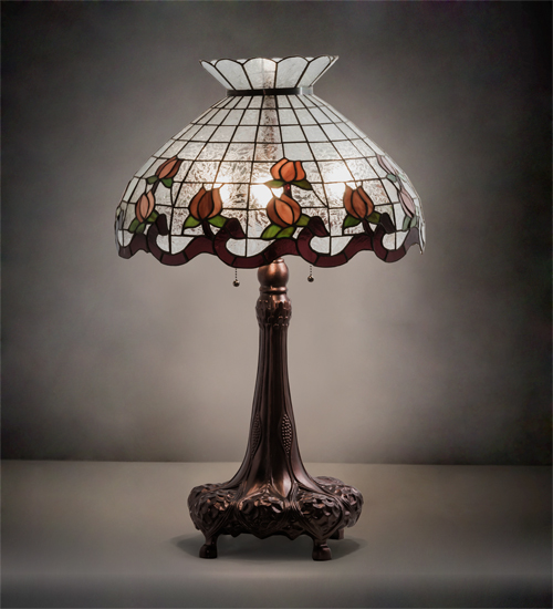 Tiffany Style RoseBorder Table Lamps Stained Glass Lighting Decor
