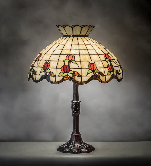 Tiffany Table Lamps Burgundy Rose 104175