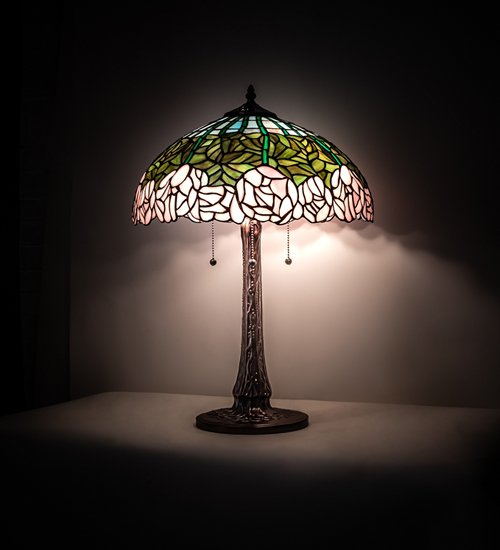 Cabbage Rose Table Lamp 242043 / Tiffany Style Lamp Shade / 22" Tall