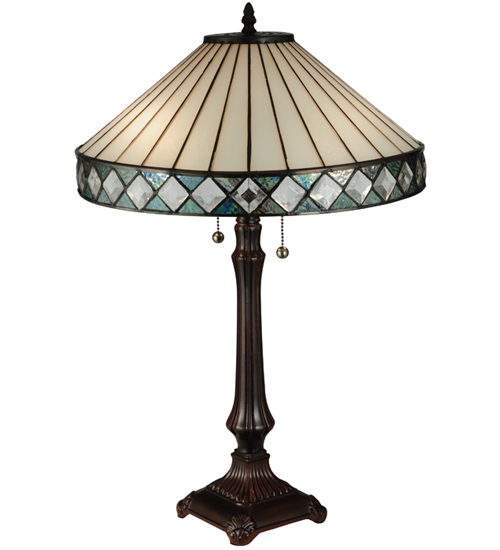 Diamond ring Table Lamp 134537 - Stained Glass Lamp shade - 25" Tall