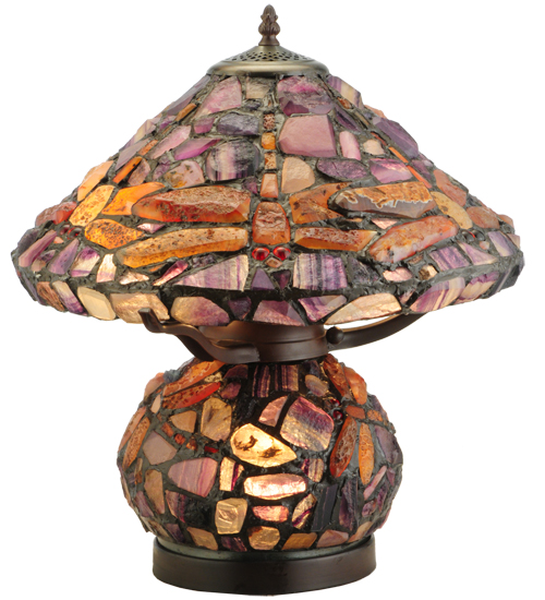 Dragonfly Table Lamp 138107 - Agate Stone Shade - 18" Tall