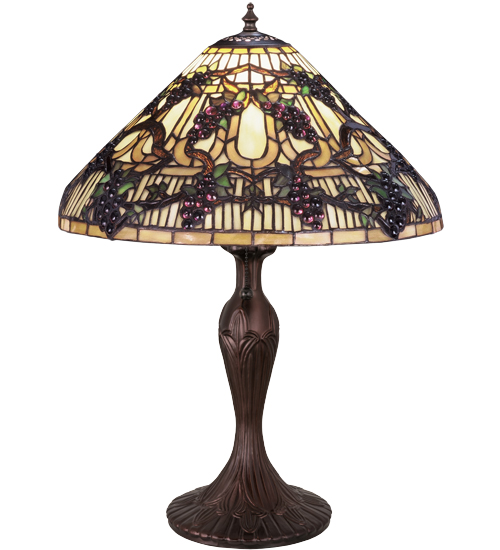 Jeweled Grape Table Lamp 181599 - Stained Glass Lamp Shade - 22" Tall