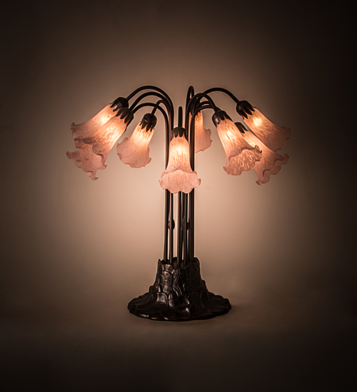 Lily Lamp 14363 - Tiffany Style Pink Glass Shades - 10 Light