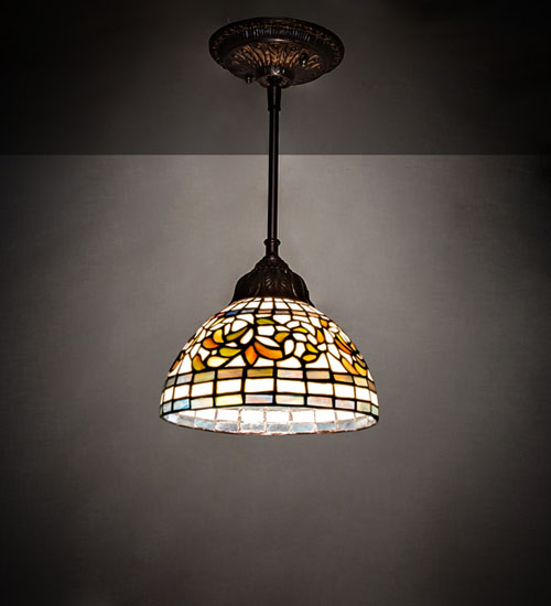 Mini Pendant Light Turning Leaf 244866 Tiffany Style Glass Shade 8" Wide