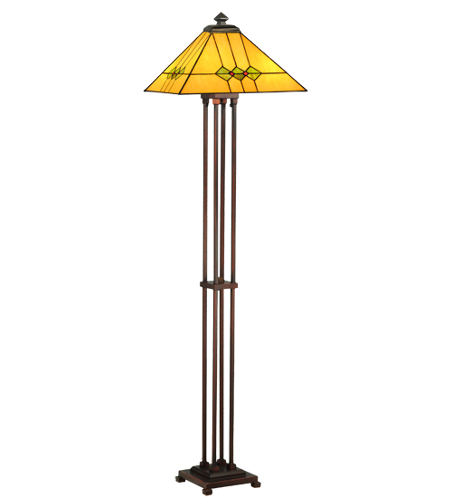 Mission Floor Lamp 27854 - 63" Tall - Tiffany Style Stained Glass Shade
