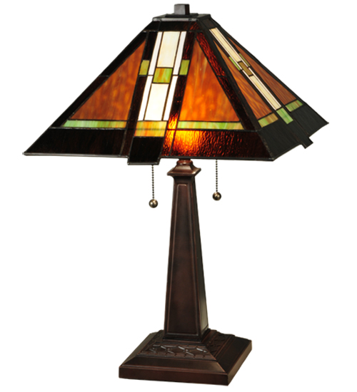 Mission Table Lamp 132673 - Stained Glass Lampshade - 24" Tall
