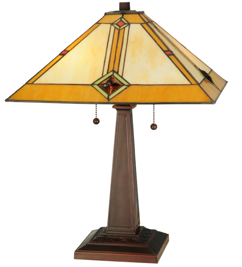 Mission Table Lamp 138110 - Stained Glass Shade - 22" Tall