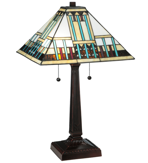 Mission Table Lamp 138119 - Stained Glass Shade - 23" Tall