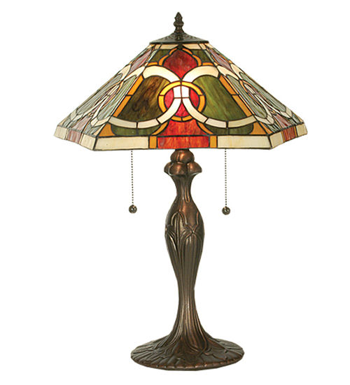 Moroccan Table Lamp 81457 - Stained Glass Lampshade - 22.5" Tall