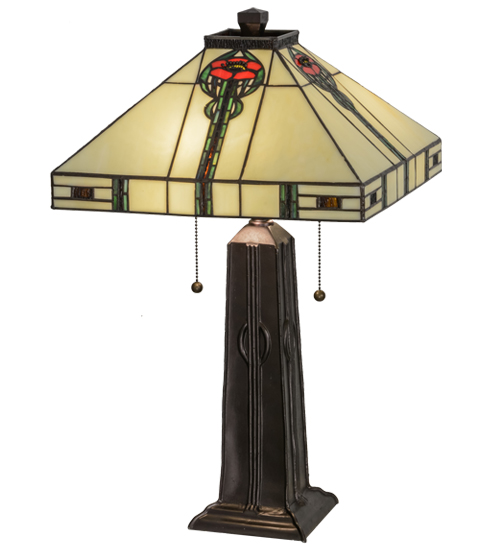Parker Poppy Table Lamp 70965 - Tiffany Style Stained Glass - 23.5" Tall