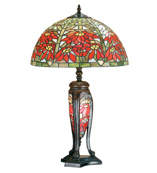 Poinsettia Table Lamp 65896 - Lighted Base - 25" Tall