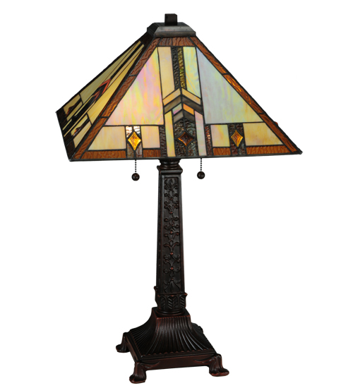 Prairie Wheat Table Lamp 138773 - Stained Glass Lampshade - 26" Tall