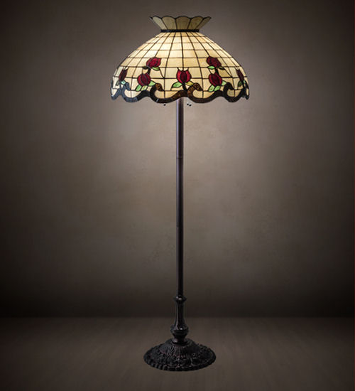 Red Rose Floor Lamp 228098 - 62" Tall - Tiffany Style Glass Shade