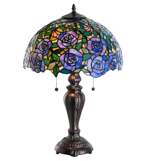 Rosebush Table Lamp 138584 - Stained Glass Lampshade - 24" Tall