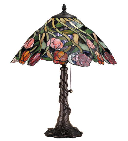 Spiral Tulip Table Lamp 82315 - Stained Glass Lampshade - 21" Tall
