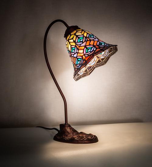 Tiffany Style Peacock Feather Office Desk Lamp - 247790