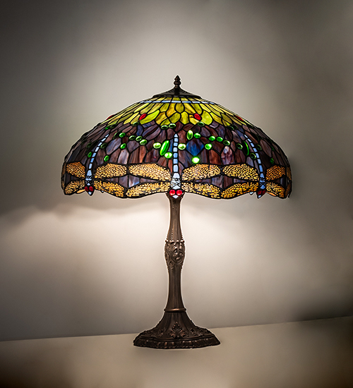 Living Room Table Lamp 232804 With Stained Glass Dragonfly Lamp Shade